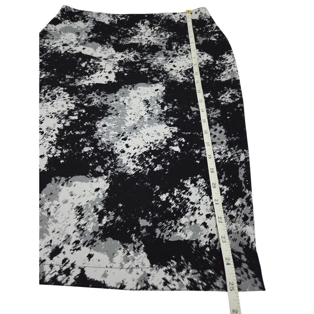 Vince Camuto Womens Abstract Print Pencil Skirt Black White Grey Size M Stretch